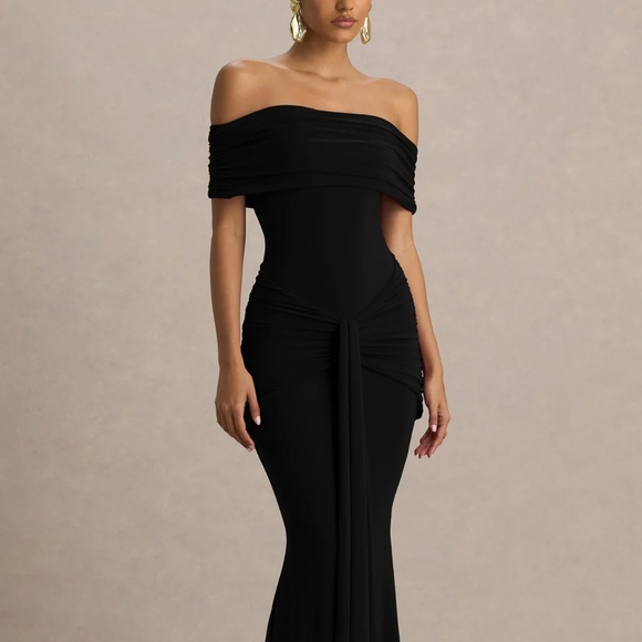 BOWDEN Black Bardot Maxi Dress - Picture 1 of 2